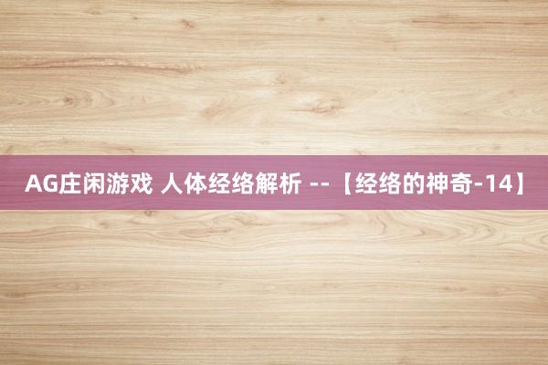 AG庄闲游戏 人体经络解析 --【经络的神奇-14】