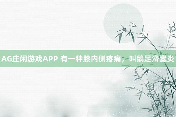 AG庄闲游戏APP 有一种膝内侧疼痛，叫鹅足滑囊炎