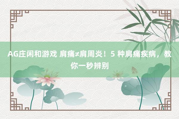 AG庄闲和游戏 肩痛≠肩周炎！5 种肩痛疾病，教你一秒辨别