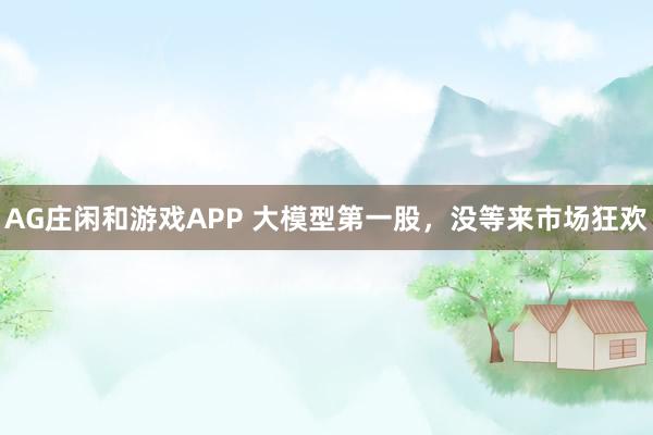 AG庄闲和游戏APP 大模型第一股，没等来市场狂欢