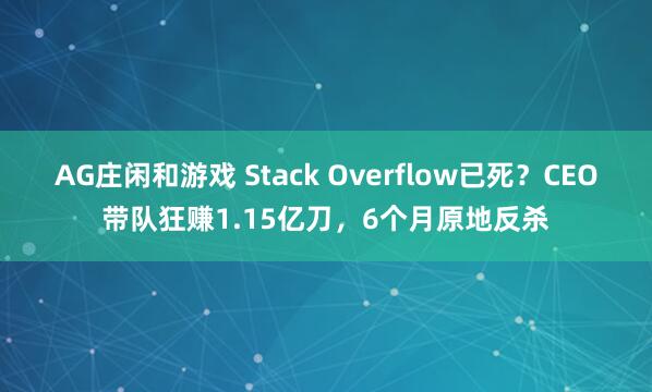 AG庄闲和游戏 Stack Overflow已死？CEO带队狂赚1.15亿刀，6个月原地反杀