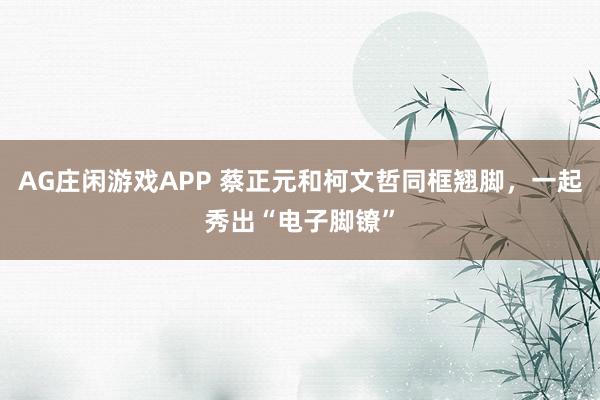 AG庄闲游戏APP 蔡正元和柯文哲同框翘脚，一起秀出“电子脚镣”