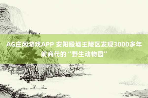 AG庄闲游戏APP 安阳殷墟王陵区发现3000多年前商代的“野生动物园”