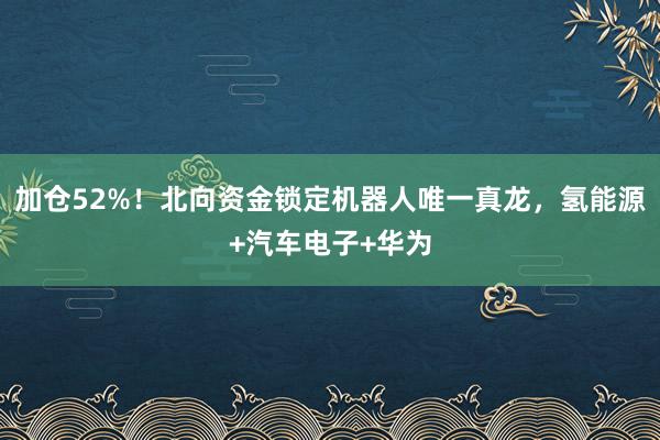 加仓52%！北向资金锁定机器人唯一真龙，氢能源+汽车电子+华为