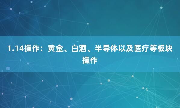 1.14操作：黄金、白酒、半导体以及医疗等板块操作